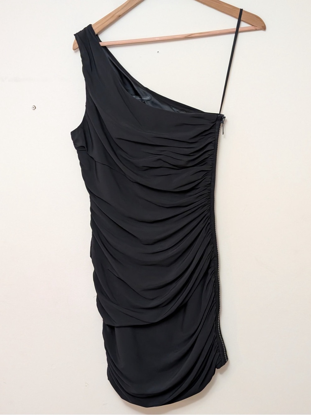 Armani Exchange Black One-Shoulder Ruched Cocktail Dress